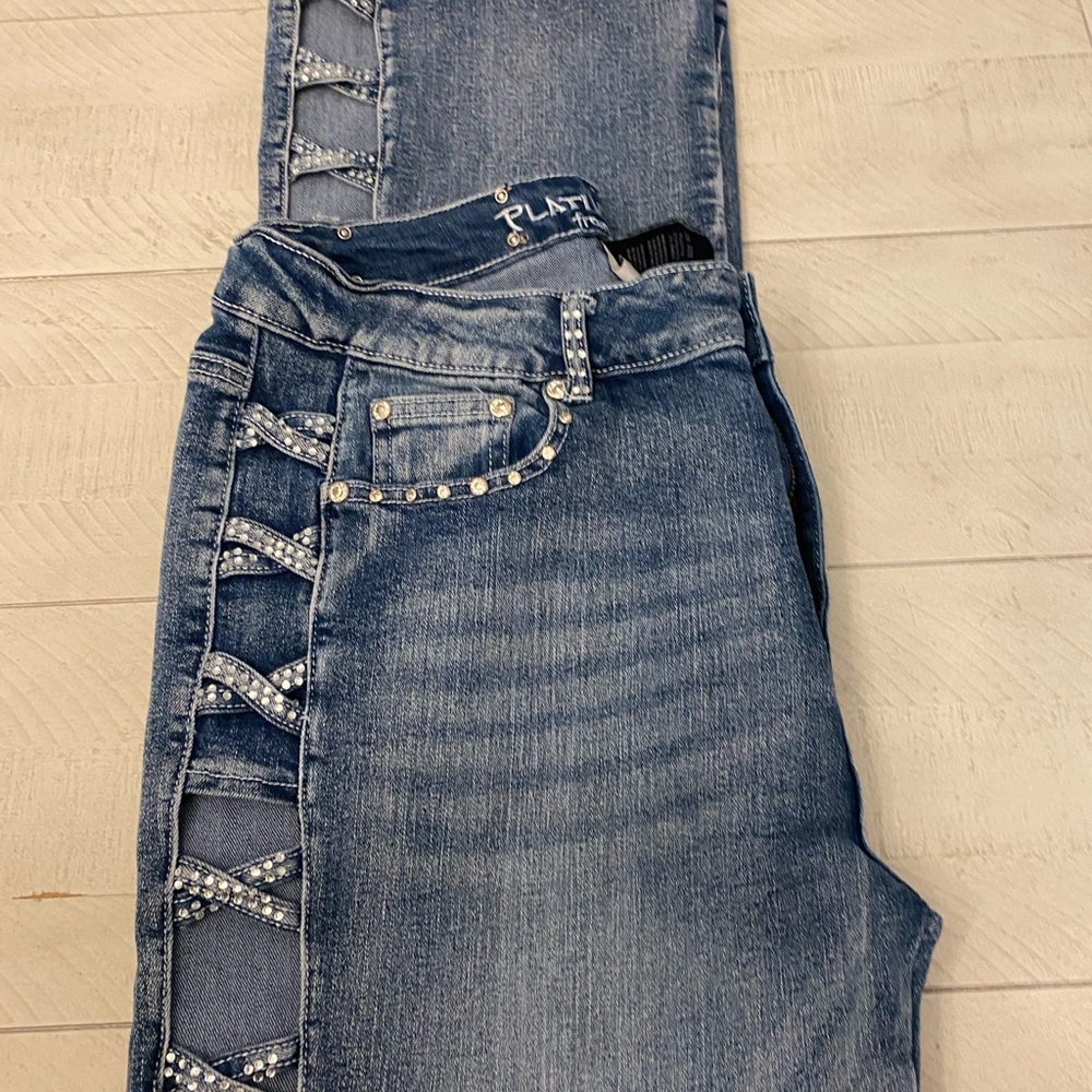 Plato's Blue Rhinestone Women's Skinny Jeans